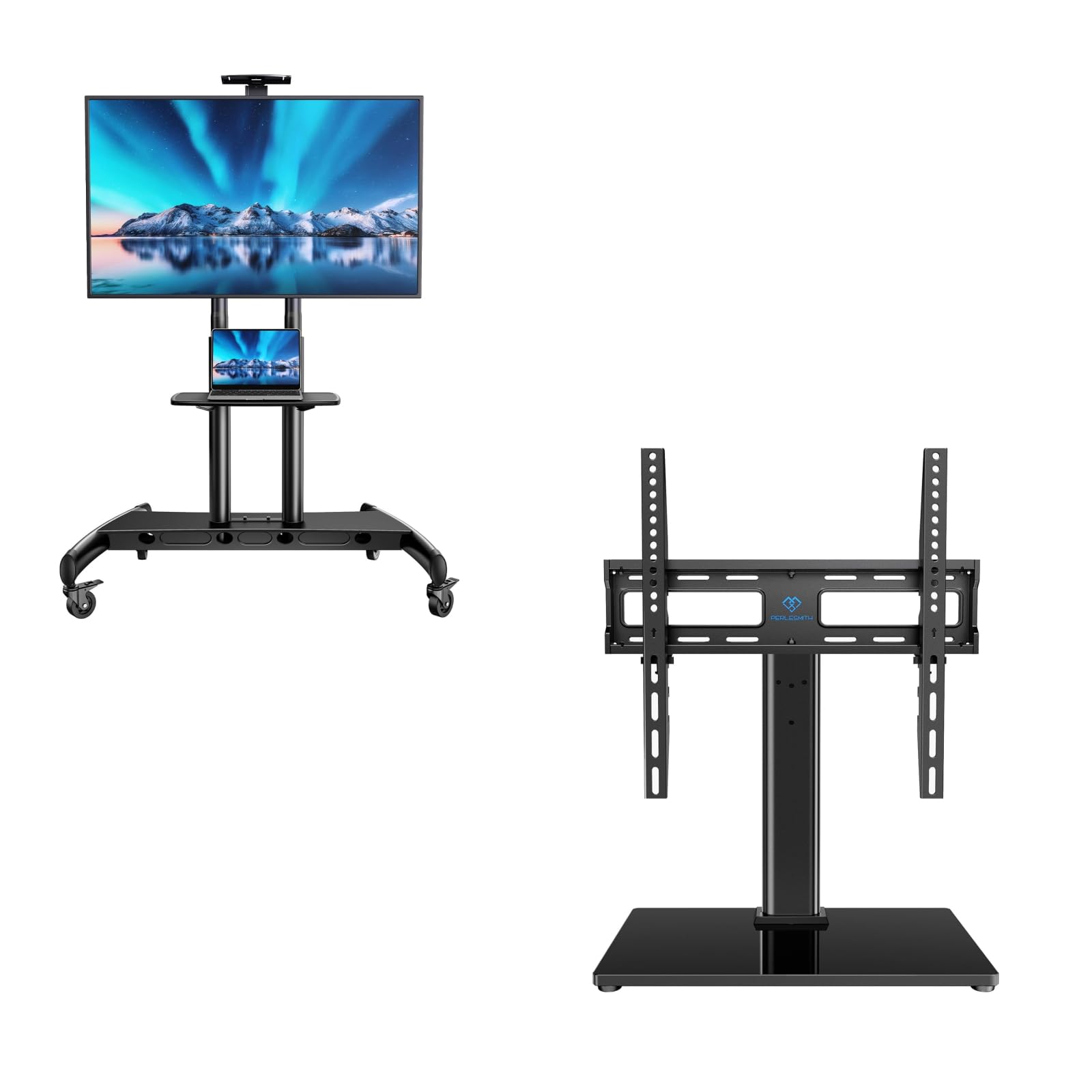 Amazon.com: PERLESMITH Mobile TV Stand for 55-90 Inch Flat/Curved